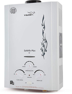 V-Guard Water Geyser (SAFE-FLOW PRIME, White) 6 L Gas Water Geyser(White)