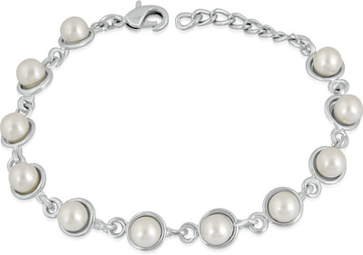 Mahi Alloy Pearl Rhodium Bracelet