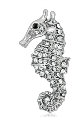 mahi Gleaming Crystal Sea Horse Unisex Lapel Pin Brooch(Silver)