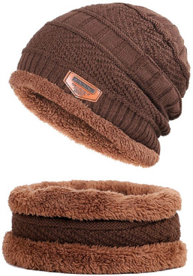 ZACHARIAS Self Design Beanie Cap(Pack of 2)