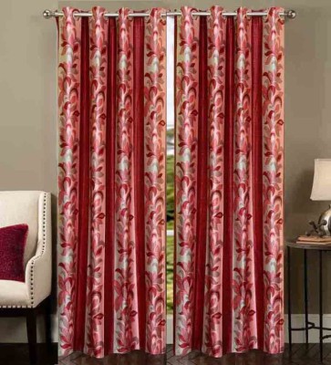 Stella Creations 275 cm (9 ft) Polyester Room Darkening Long Door Curtain (Pack Of 2)(Printed, Maroon)