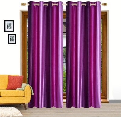 Stella Creations 275 cm (9 ft) Polyester Long Door Curtain (Pack Of 2)(Solid, Purple)