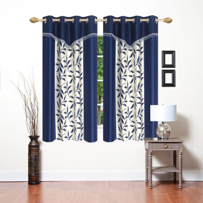 Ville Style 153 cm (5 ft) Polyester Semi Transparent Window Curtain (Pack Of 2)(Floral, Blue)