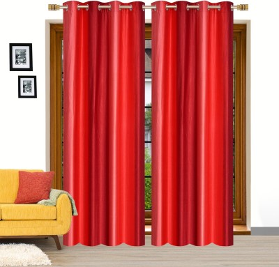 Stella Creations 275 cm (9 ft) Polyester Long Door Curtain (Pack Of 2)(Solid, Maroon)
