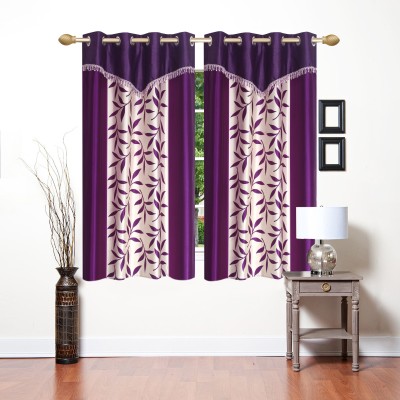 Stella Creations 154 cm (5 ft) Polyester Semi Transparent Window Curtain (Pack Of 2)(Printed, Purple)