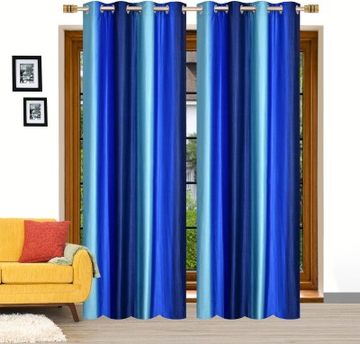 Stella Creations 275 cm (9 ft) Polyester Long Door Curtain (Pack Of 2)(Solid, Blue)