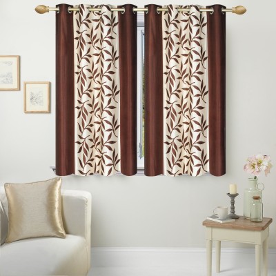 Stella Creations 154 cm (5 ft) Polyester Room Darkening Window Curtain (Pack Of 2)(Printed, Brown)