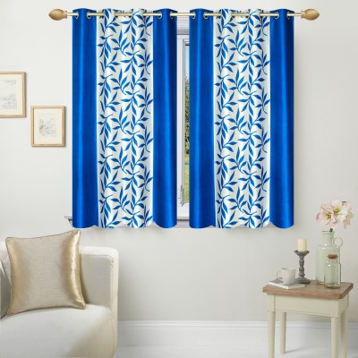 Stella Creations 154 cm (5 ft) Polyester Room Darkening Window Curtain (Pack Of 2)(Printed, Light Blue)