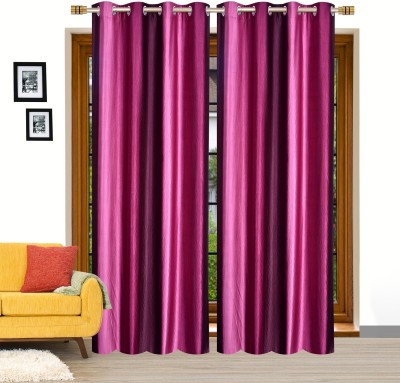 Stella Creations 275 cm (9 ft) Polyester Long Door Curtain (Pack Of 2)(Solid, Pink)