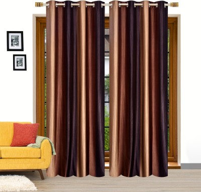 Stella Creations 275 cm (9 ft) Polyester Long Door Curtain (Pack Of 2)(Solid, Brown)