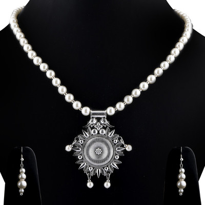 SILVER SHINE Alloy White, Silver Jewellery Set(Pack of 1)