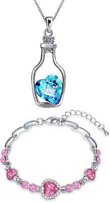 OVIYA Alloy Rhodium Pink, Blue, Silver Jewellery Set(Pack of 1)