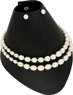 Sri Jagdamba Pearls Alloy Gold-plated White Jewellery Set(Pack of 1)