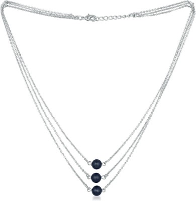 mahi Designer multilayered swarovski pearl necklace mala Pearl Rhodium Plated Alloy Necklace