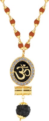 SILVER SHINE SILVER SHINE Religious Rudraksh Mala Om Gold Pendant Gold-plated Plated Alloy Chain