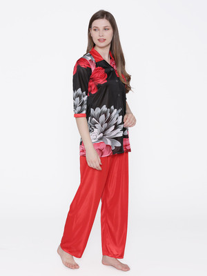 ROWENA Women Floral Print Multicolor Shirt & Pyjama set