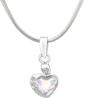 mahi Valentine Gift White AB Heart Pendant with Swarovski Crystals Rhodium Swarovski Crystal Alloy Pendant