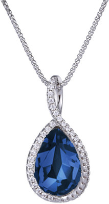 mahi Collection Blue Crystal Pendant Rhodium Swarovski Crystal Alloy Pendant