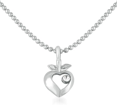 OVIYA Stylish Heart and Leaf Pendant Rhodium Crystal Alloy Pendant