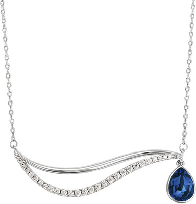 mahi Valentine Blue Crystal Pendant Necklace Rhodium Swarovski Crystal Alloy Pendant