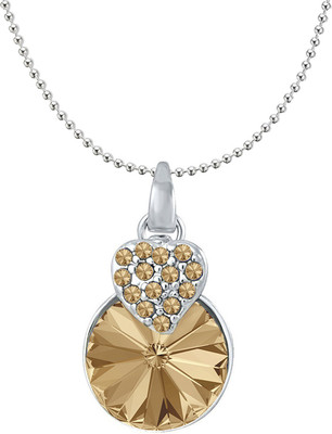 mahi Heart Pendant Made with Brown Crystals Rhodium Swarovski Crystal Alloy Pendant