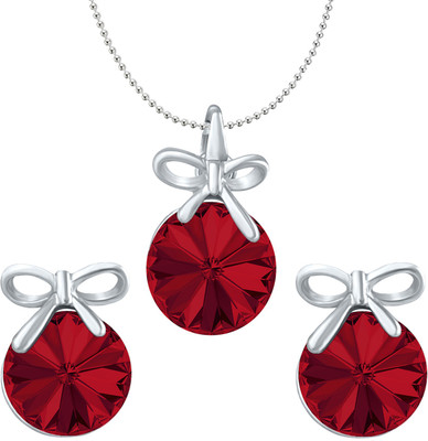 mahi Alloy Rhodium Red Jewellery Set(Pack of 1)