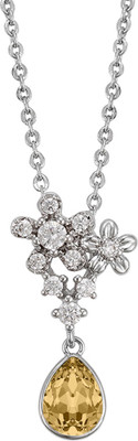 mahi Valentine Floral Solitaire inspired brown Crystal Pendant Rhodium Swarovski Crystal Alloy Pendant