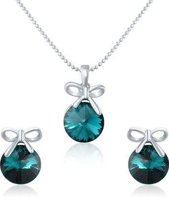 mahi Brass, Alloy Rhodium Green Jewellery Set(Pack of 1)