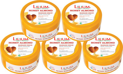 LILIUM Honey Almond Massage Cream 100ml Pack of 5(100 ml)