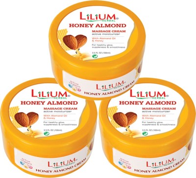 LILIUM Honey Almond Massage Cream 100ml Pack of 3(100 ml)