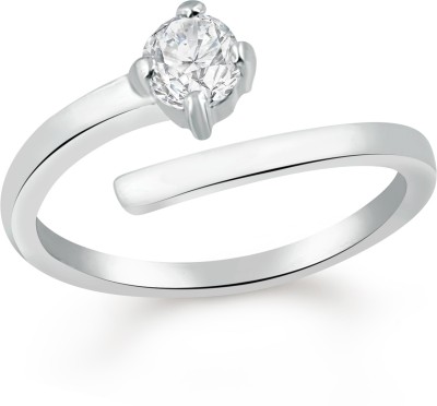 mahi Valentine Gift Alluring Solitaire CZ Finger Ring Alloy Cubic Zirconia Rhodium Plated Ring