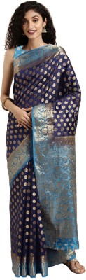 Rajnandini Woven Banarasi Silk Blend Saree(Dark Blue)