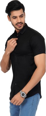 Jai Textiles Men Solid Casual Black Shirt