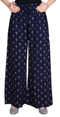 Aawari Flared Women White, Blue Trousers
