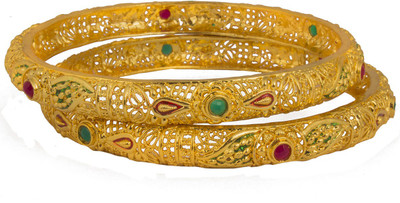 piah fashion Brass Beads Gold-plated Bangle Set(Pack of 2)