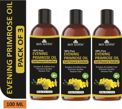 Bon Austin Premium Evening Primrose oil - Cold Pressed & Unrefined Combo pack of 3 bottles of 100 ml(300 ml)(300 ml)