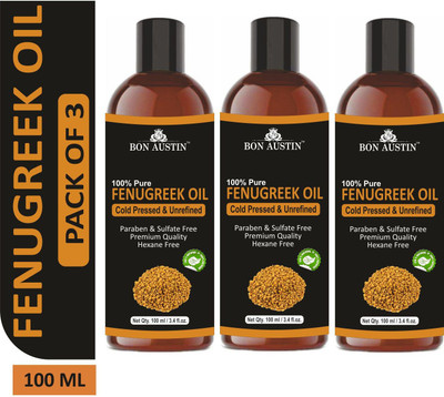 Bon Austin Premium Fenugreek oil - Cold Pressed & Unrefined Combo pack of 3 bottles of 100 ml(300 ml)(300 ml)