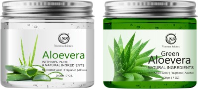 Nuerma Science Natural Transparent Aloe Vera Gel & Green Aloe Vera Gel Face Mask (For Skin Lightening and Glowing Skin) (Pack of 2)(400 ml)