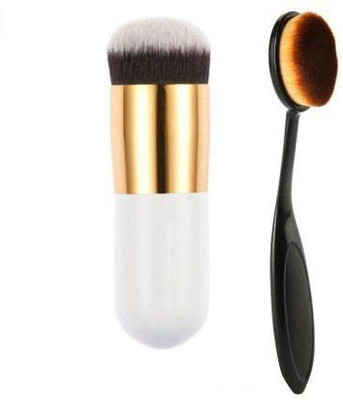 Pindara Professional Foundation Brush and Oval Foundation Brush pack of 2(Pack of 2)