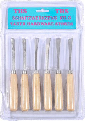 THS Premium Quality WOOD CARVING SET OF 6pcs for Home & Professional Use Bevel Chisel Set(Pack of 6)