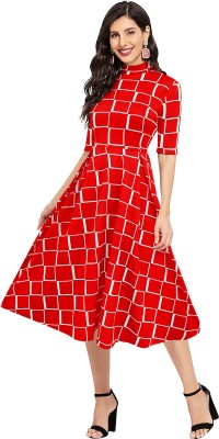 ILLI LONDON Women Fit and Flare Red Dress