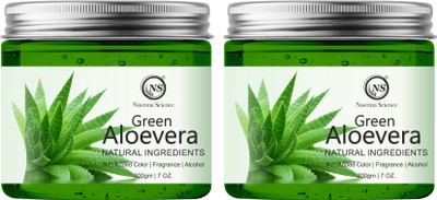 Nuerma Science Natural Green Aloe Vera Gel with Cucumber Extracts for Face, Hair & Skin (Pack of 2)(400 g)
