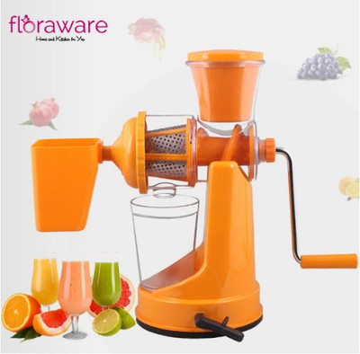 Floraware Plastic Hand Juicer Orange Coloured with Waste Collector Fruit & Vegetable(Orange Pack of 1)