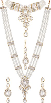 N A F J Alloy Gold-plated White Jewellery Set(Pack of 1)