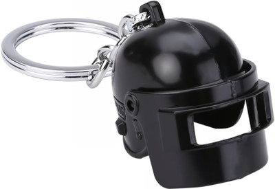 Relicon PUBG Game Protection Helmet Gamer Collectible (Design-34) Black Metal Keychain for Car Bike Men Keyring Key Chain