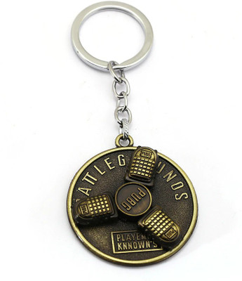 Relicon Rotating PUBG Game Backpack Bag Gamer Collectible (Design-12) Gold Metal Keychain for Car Bike Keyring Key Chain