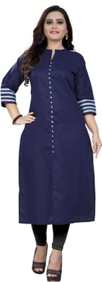 amar tex Women Solid Straight Kurta(Dark Blue)