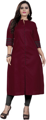 amar tex Women Solid Straight Kurta(Maroon)