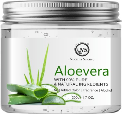 Nuerma Science Natural Aloe Vera Gel Great for Face, Sunburn Relief, Acne, Razor Bumps, Psoriasis, Eczema, Dry Skin Hydration(200 g)