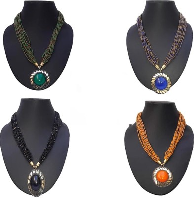 Diano dimzi Combo of 4 Glass, Plastic Necklace Set